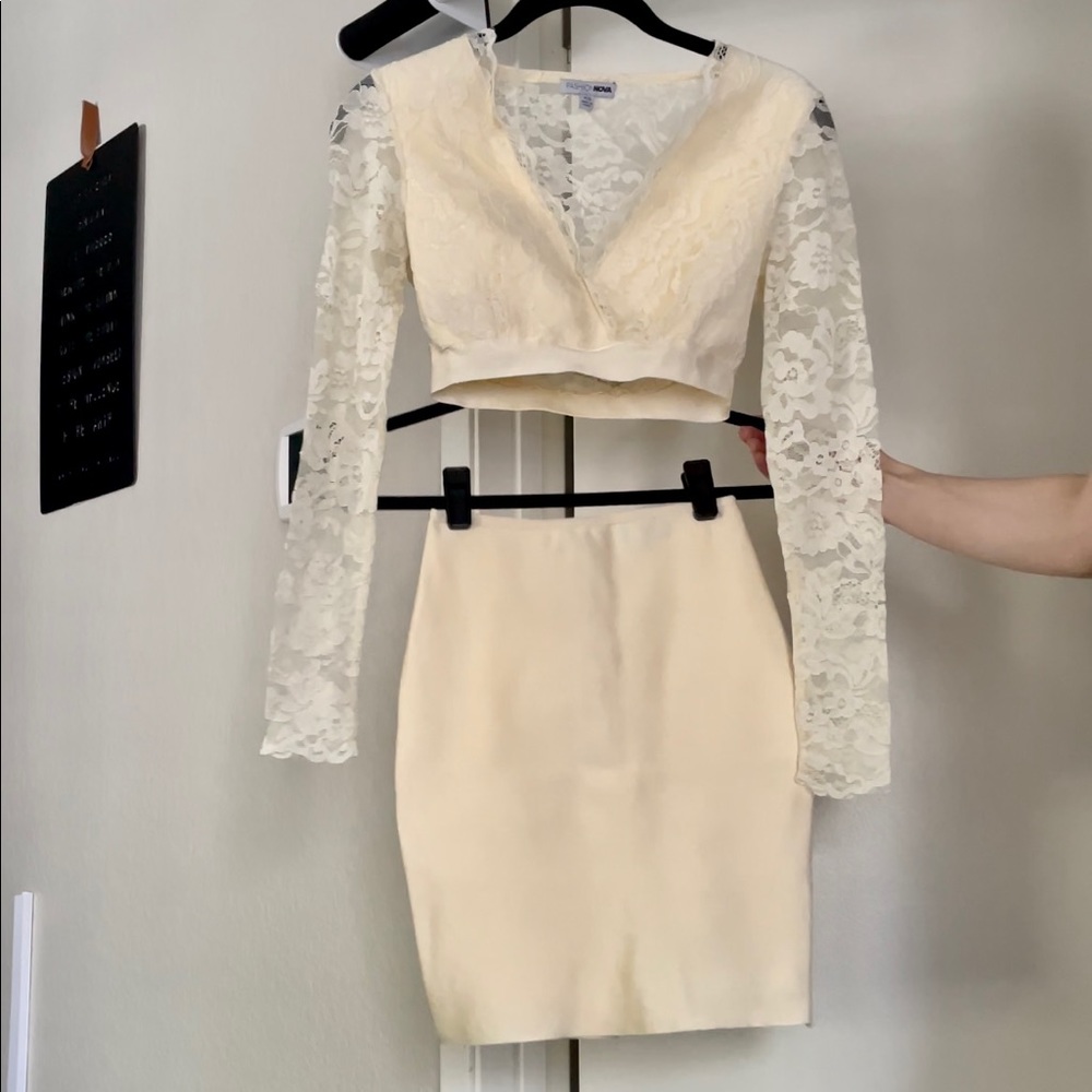 Off White Lace Two Piece by Fashionova